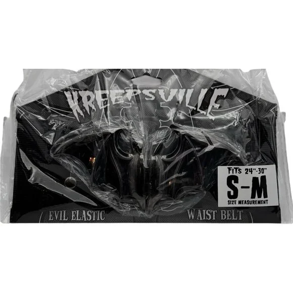 Bat Belt Womens S-M Black Stretchy Elastic Waist Halloween Kreepsville Gothic - Picture 6 of 6